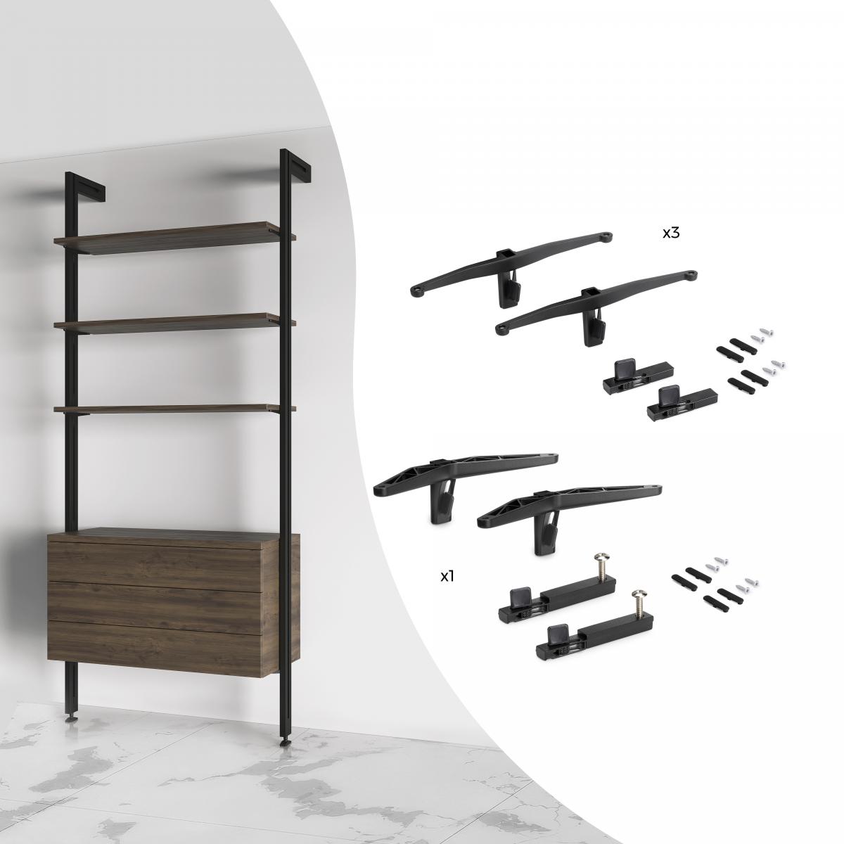 Kit Zero de soportes para estantes de madera y módulo