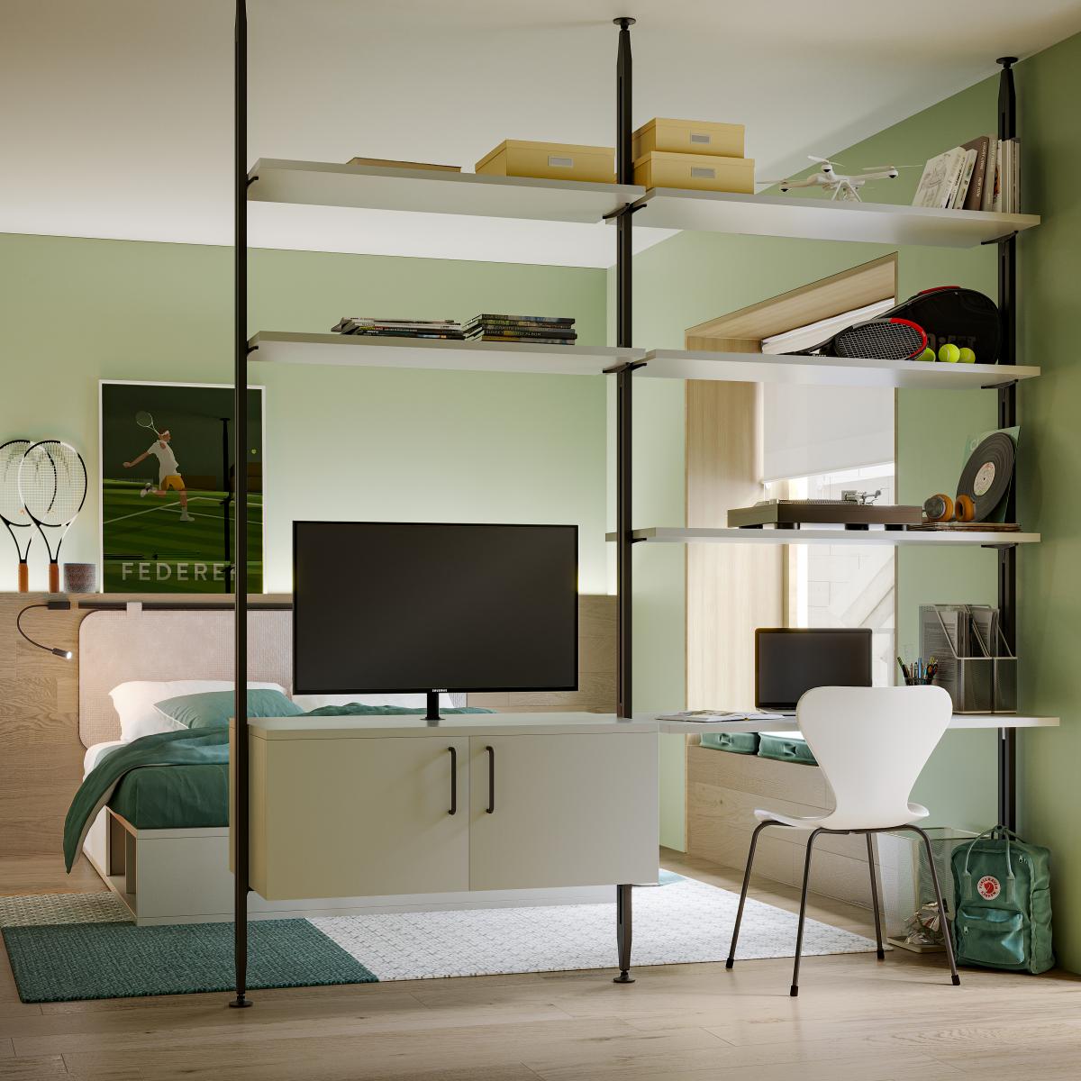Kit Zero de soportes para estantes de madera y módulo