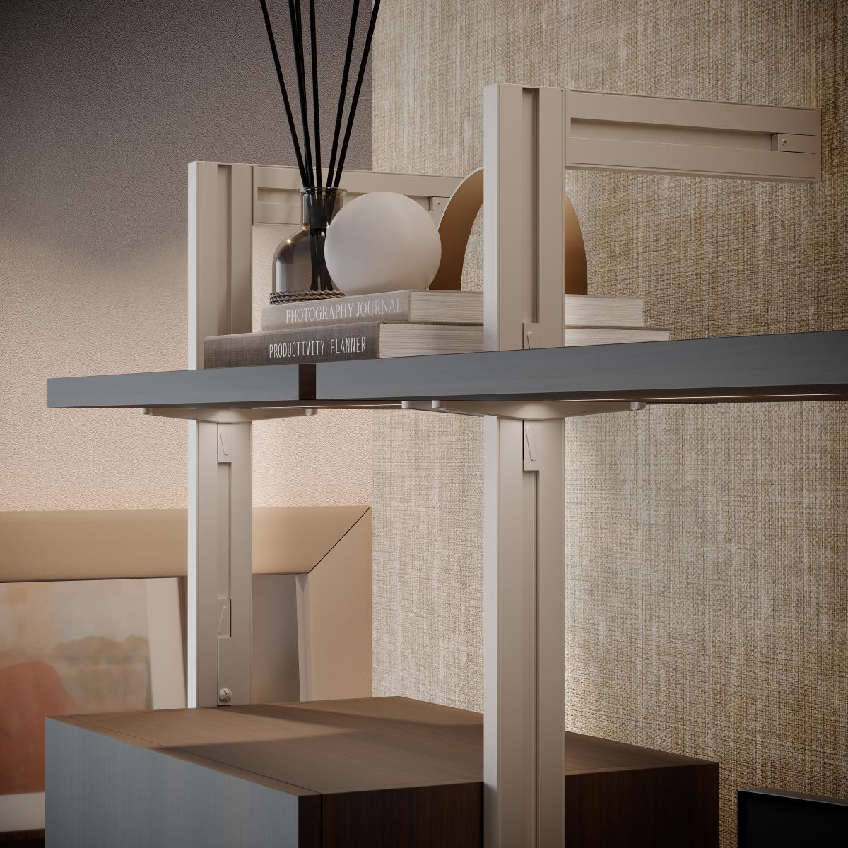 Kit Zero de soportes para estantes de madera y barra de colgar