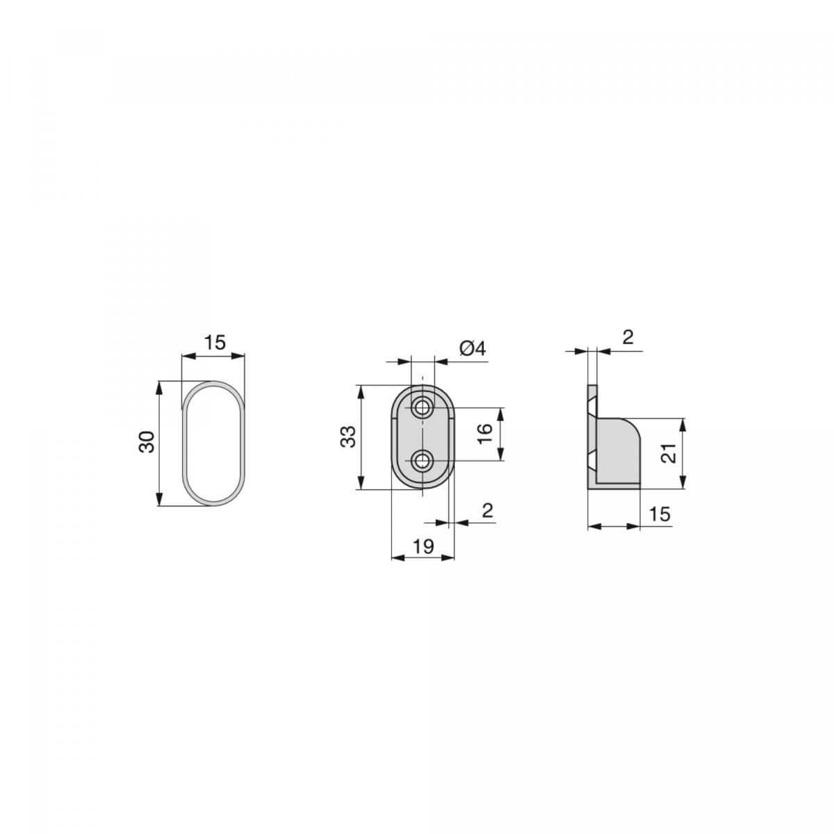 Kit de barra para armario 30x15 mm acero