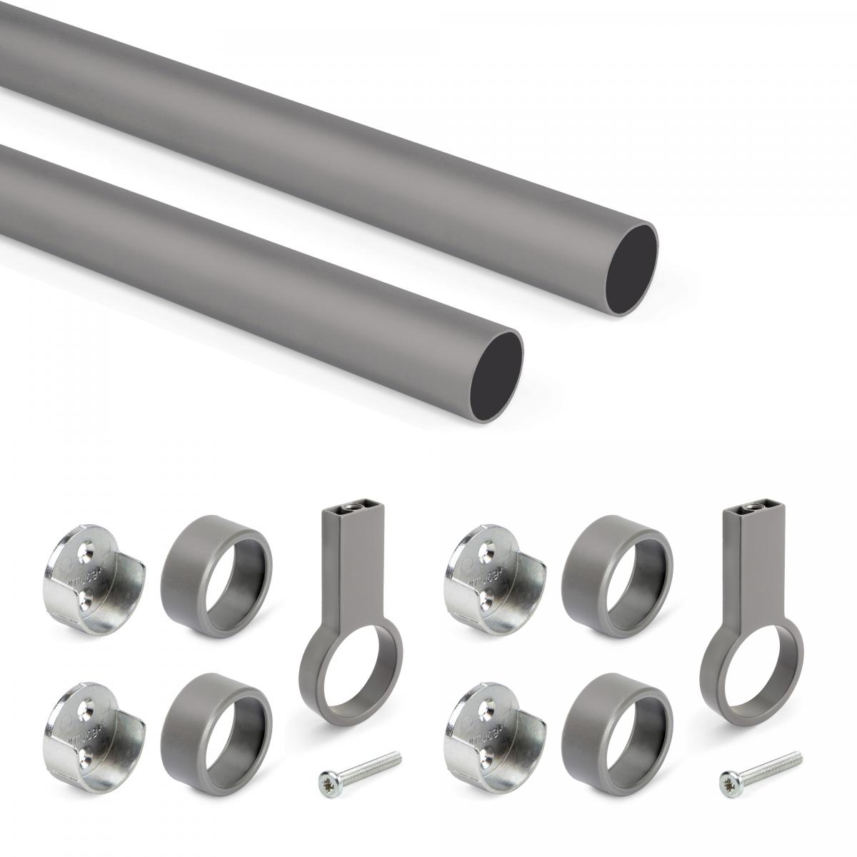 Kit de barra para armario redonda Ø28