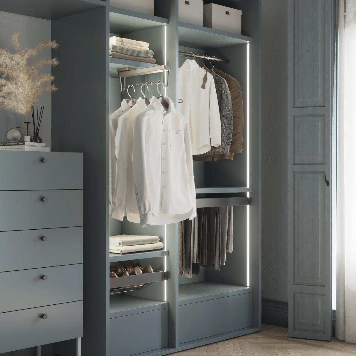 Kit de barra para armario redonda Ø28