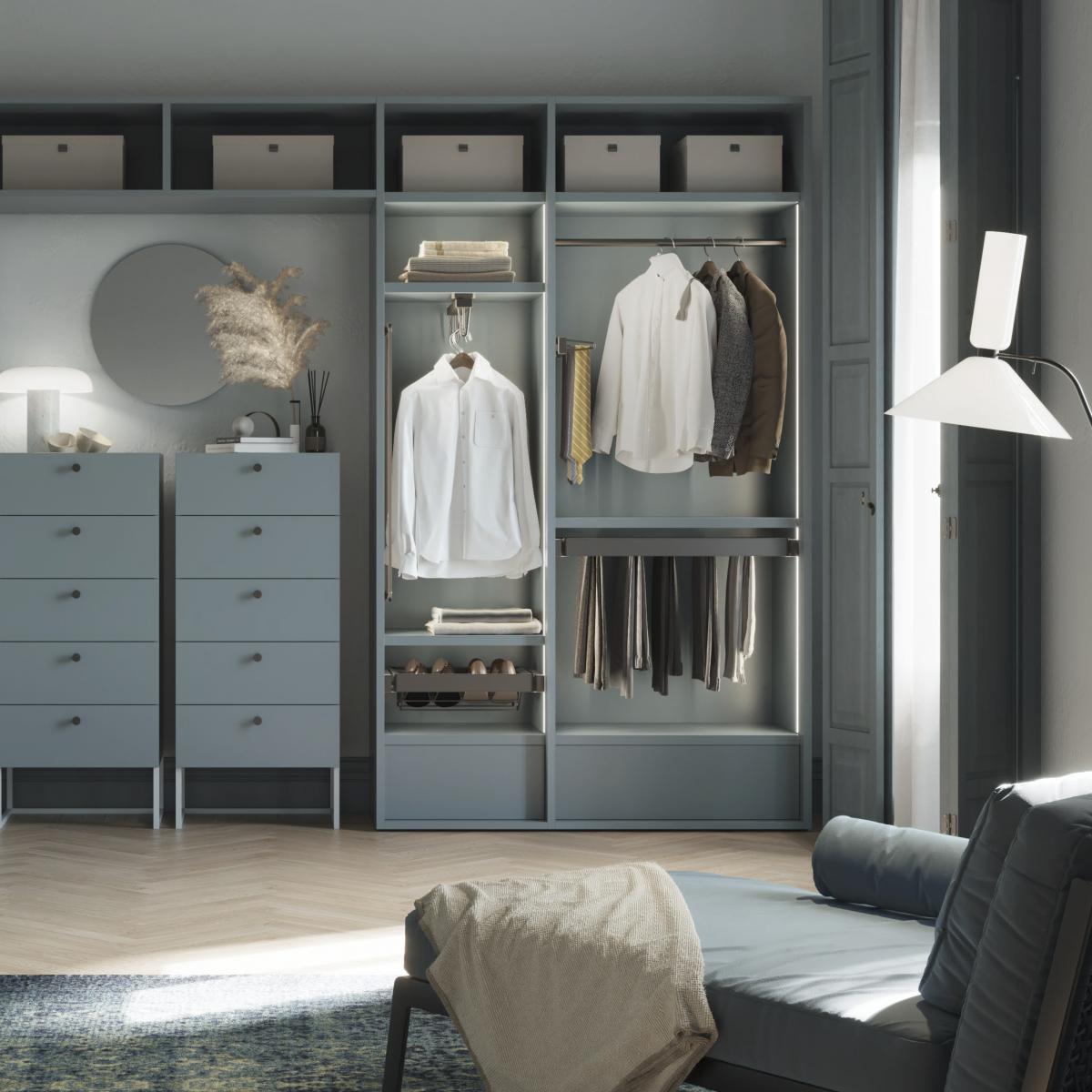 Kit de barra para armario redonda Ø28