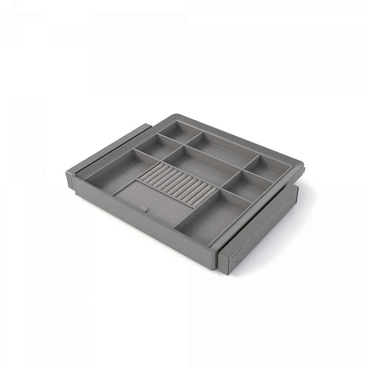 Kit de cajón organizador y bastidor regulable Quartz para armarios, guías de cierre suave y extracción total