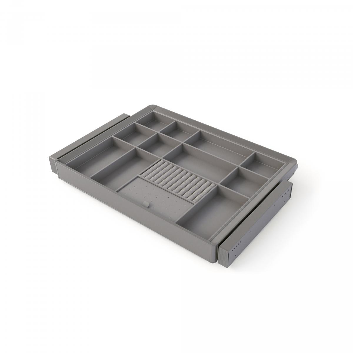 Kit de cajón organizador y bastidor regulable Quartz para armarios, guías de cierre suave y extracción total