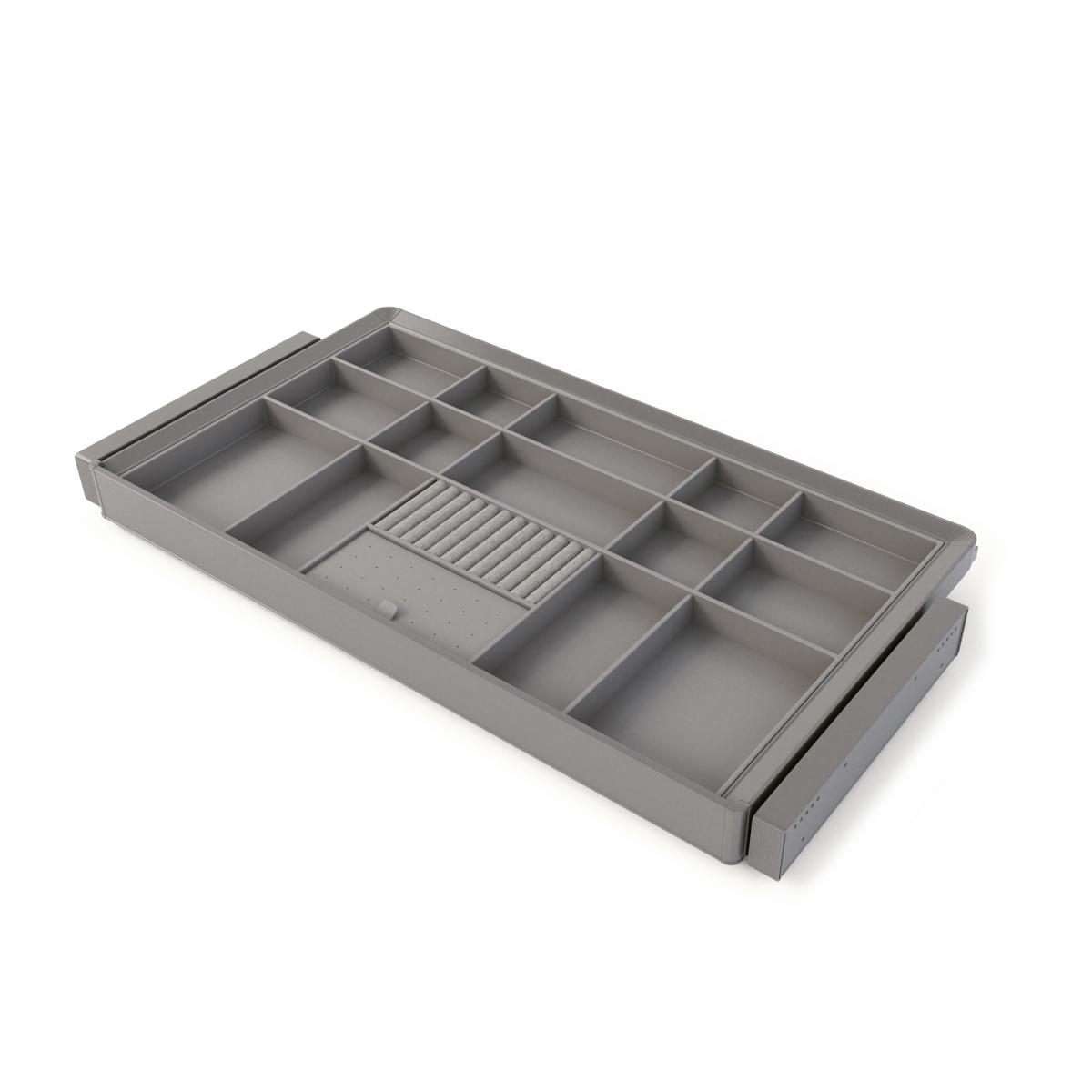 Kit de cajón organizador y bastidor regulable Quartz para armarios, guías de cierre suave y extracción total