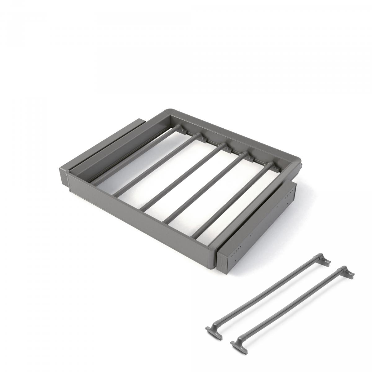 Kit de pantalonero de 7 varillas y bastidor regulable Quartz para armarios, guías de cierre suave y extracción total