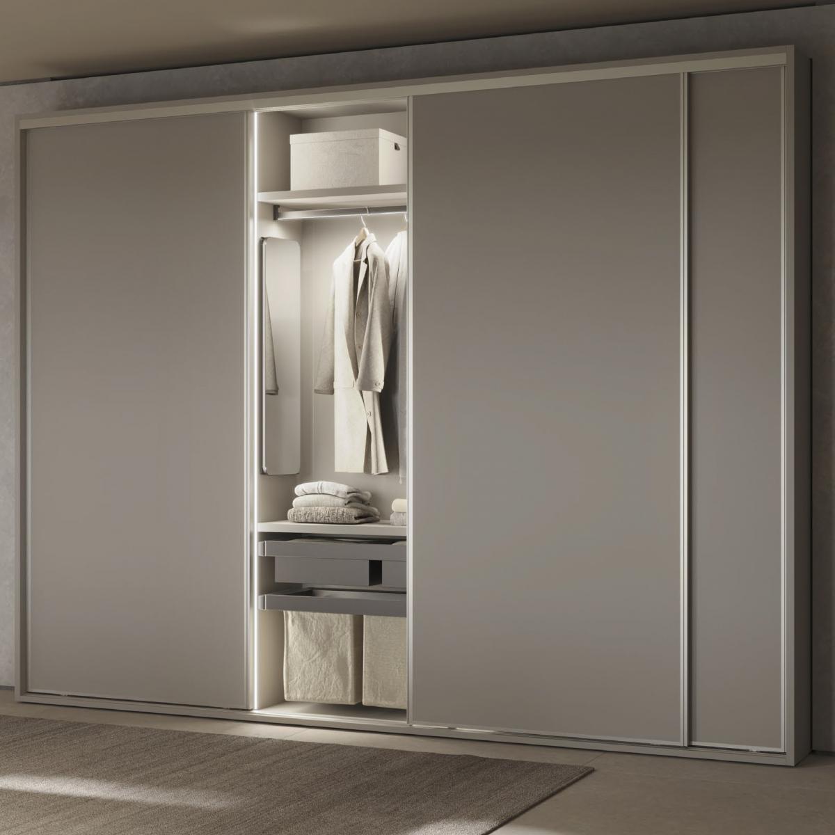 Kit de bandeja auxiliar, cesto y bastidor regulable Quartz para armarios, guías de cierre suave y extracción total