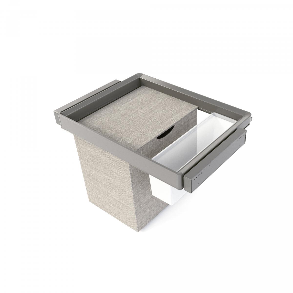 Kit de bandeja auxiliar, cesto y bastidor regulable Quartz para armarios, guías de cierre suave y extracción total