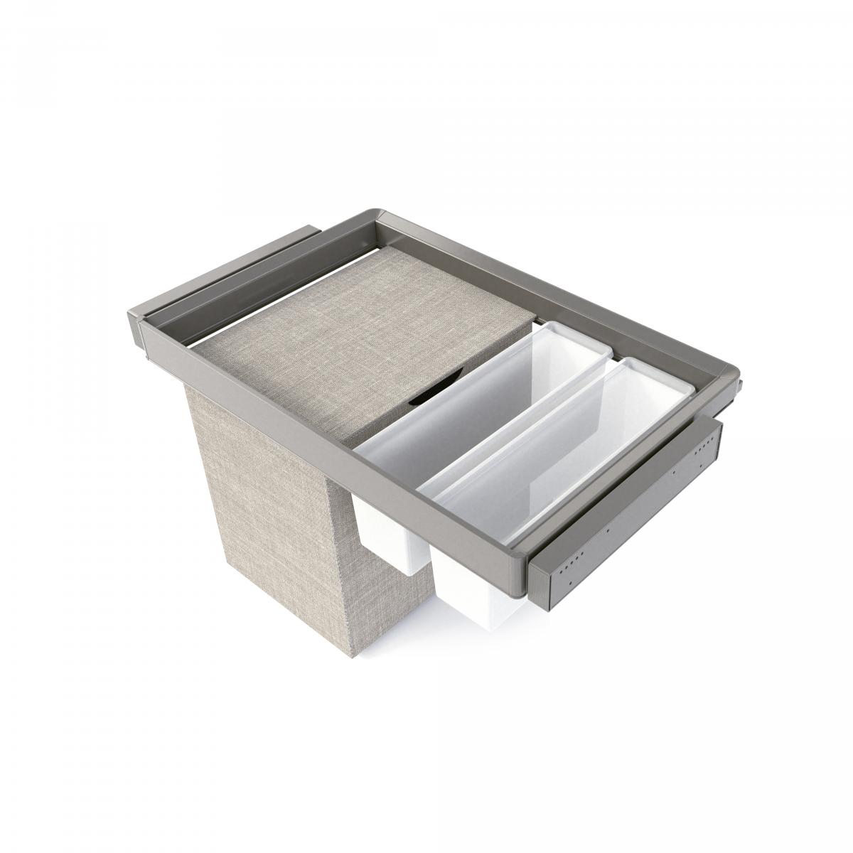 Kit de bandeja auxiliar, cesto y bastidor regulable Quartz para armarios, guías de cierre suave y extracción total
