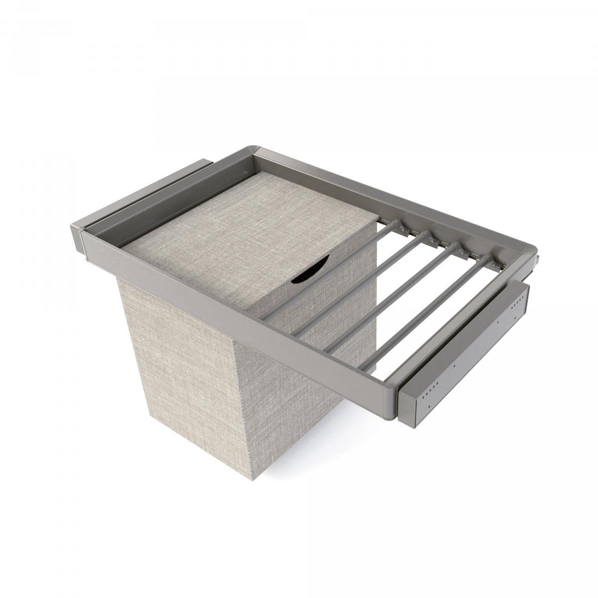 Kit de pantalonero de 7 varillas, cesto y bastidor regulable Quartz para armarios, guías de cierre suave y extracción total