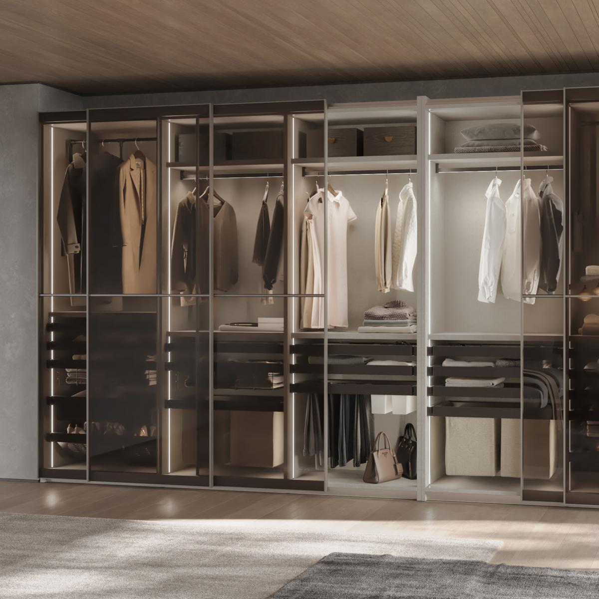 Kit de pantalonero de 7 varillas, cesto y bastidor regulable Quartz para armarios, guías de cierre suave y extracción total