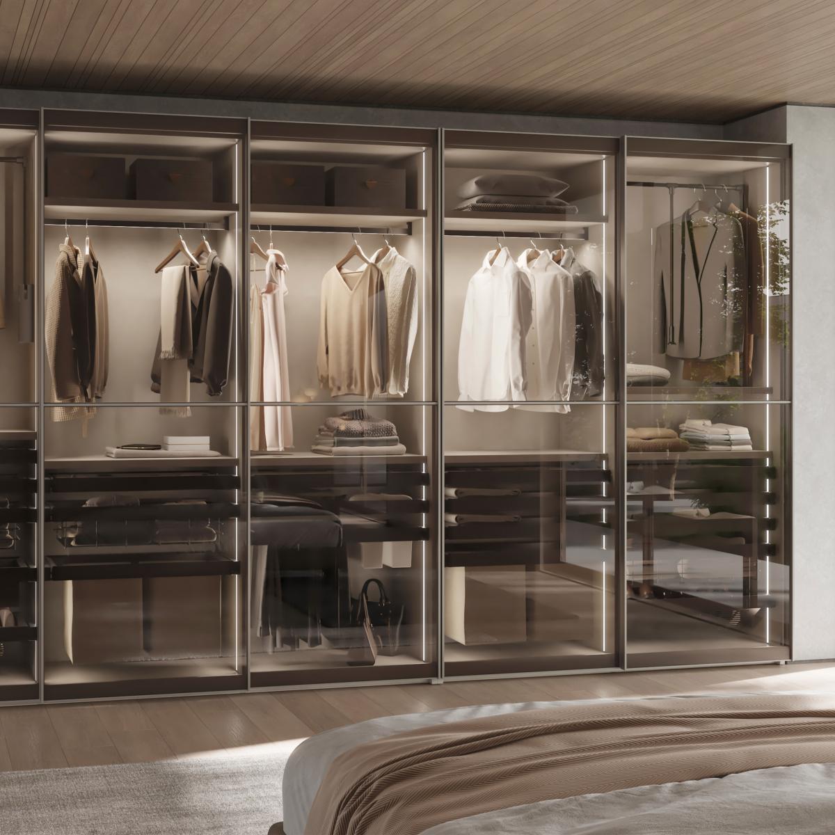 Bastidor con guías de cierre suave y extracción total para accesorios de armario Quartz