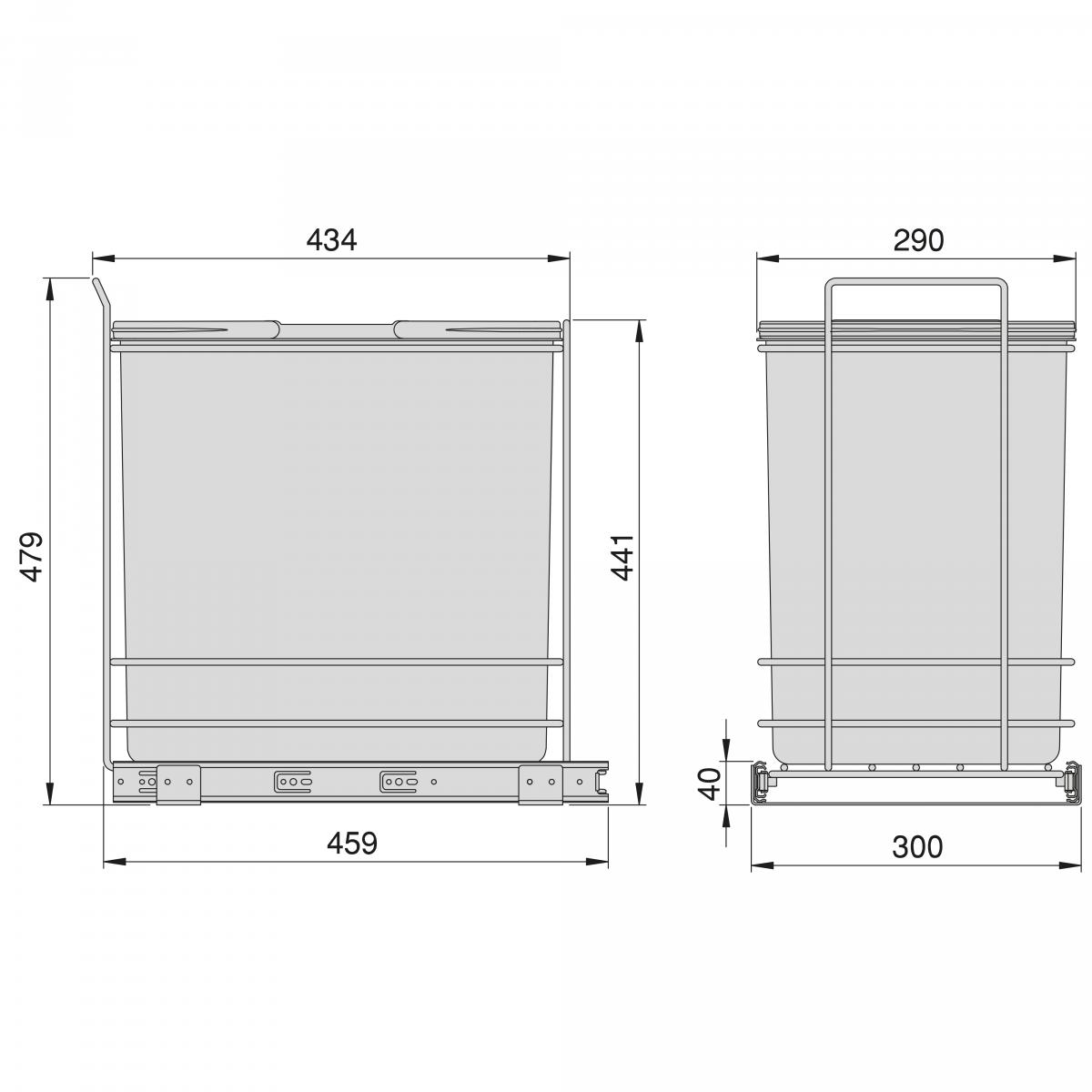 Contenedor de reciclaje Recycle de 35 L para cocina, fijación inferior y extracción manual