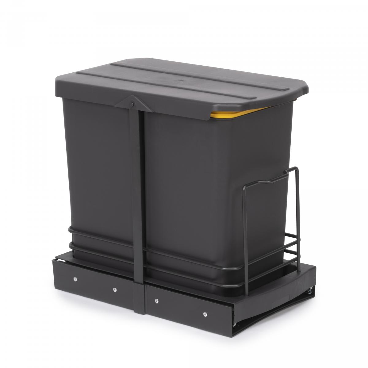 Contenedores de reciclaje Recycle para cocina, 2 x 12 L, fijación inferior y extracción manual-automática