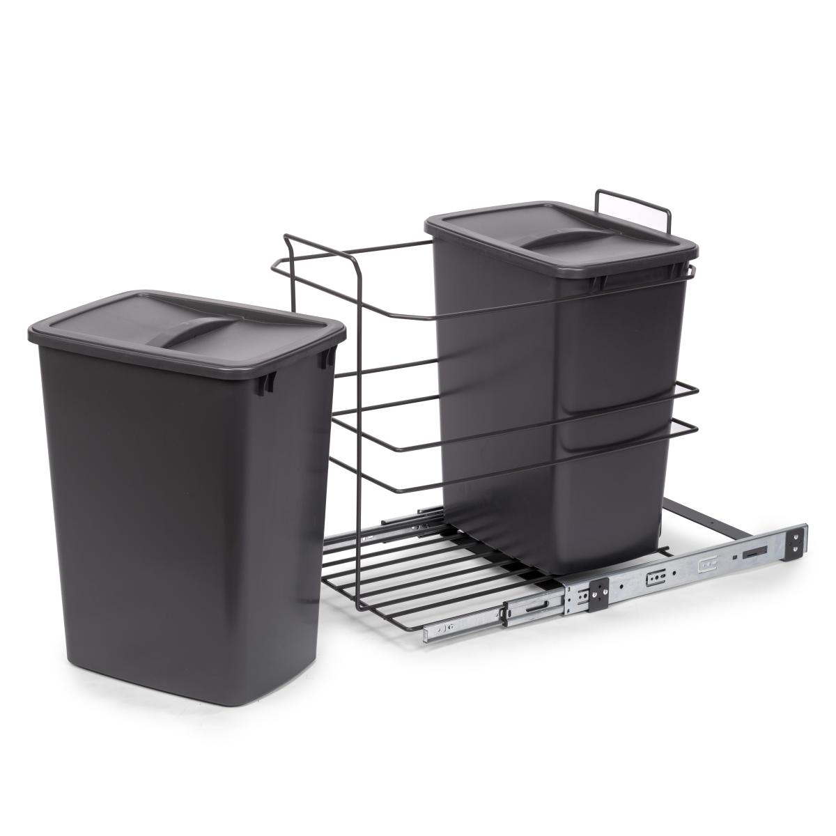 Contenedores de reciclaje Recycle para cocina, 2 x 35 L, fijación inferior y extracción manual