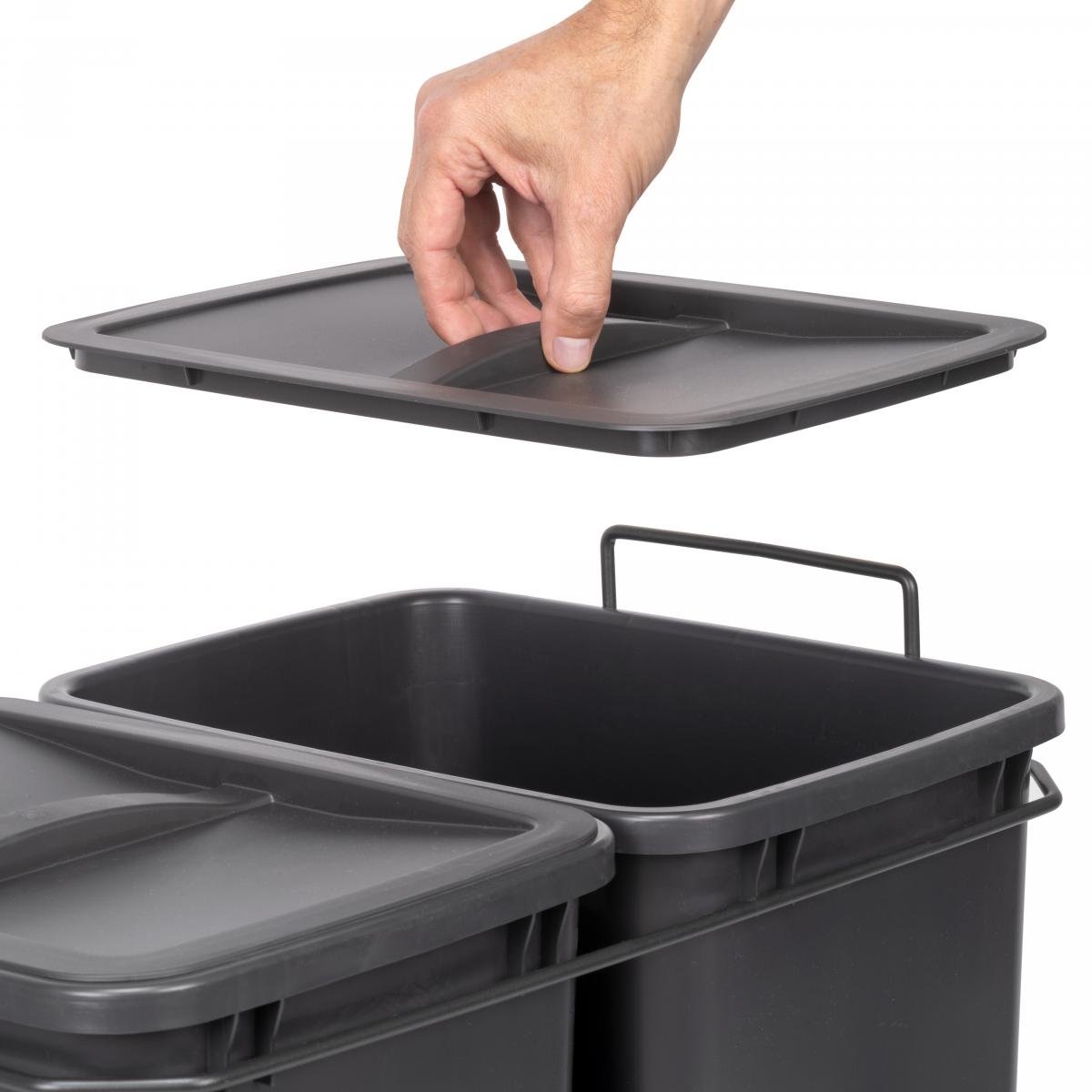 Contenedores de reciclaje Recycle para cocina, 2 x 35 L, fijación inferior y extracción manual