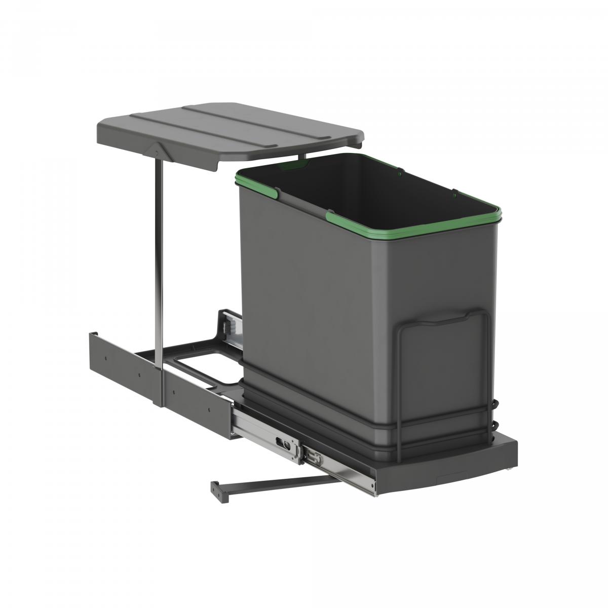 Contenedores de reciclaje Recycle para cocina, 24 L, fijación inferior y extracción manual-automática