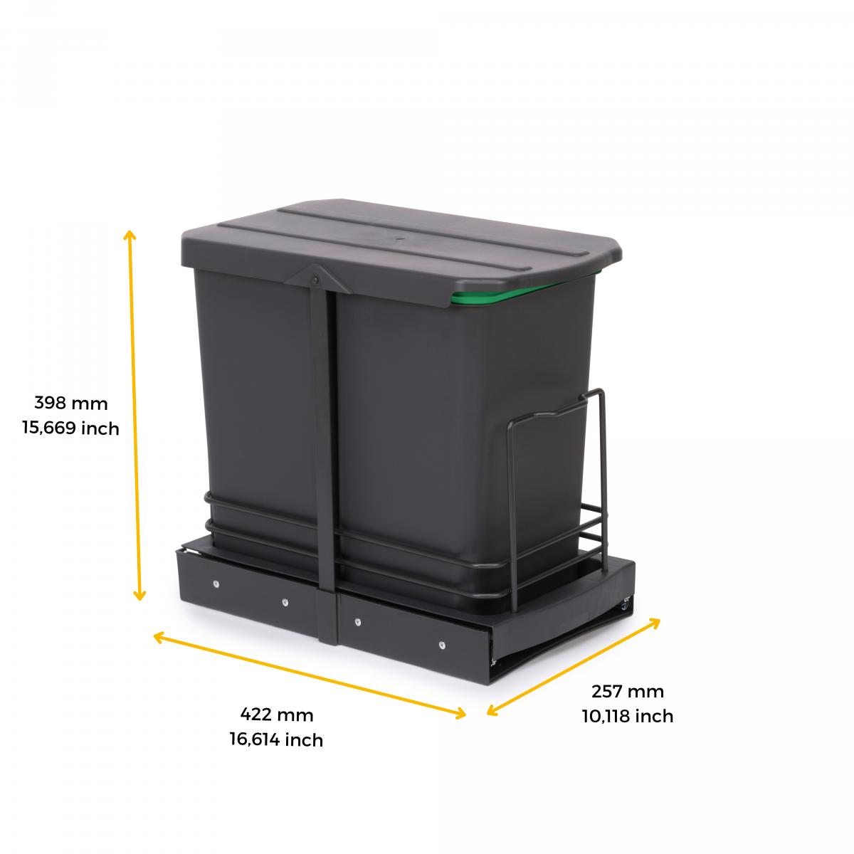 Contenedores de reciclaje Recycle para cocina, 24 L, fijación inferior y extracción manual-automática