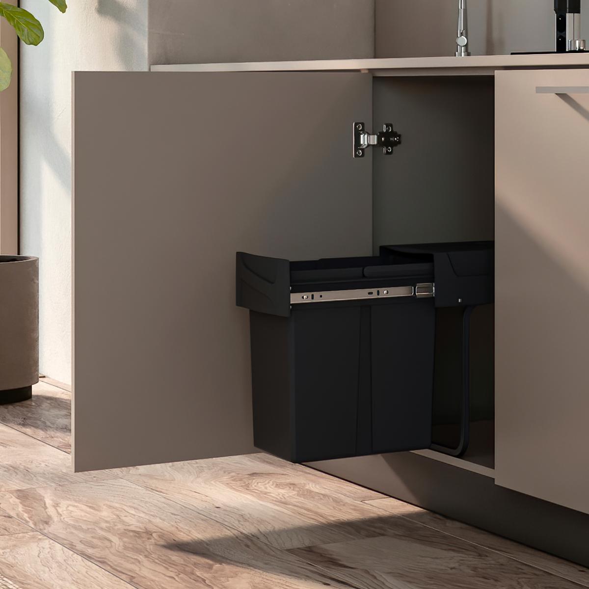 Contenedor de reciclaje Recycle de 20 L para cocina, fijación inferior y extracción manual