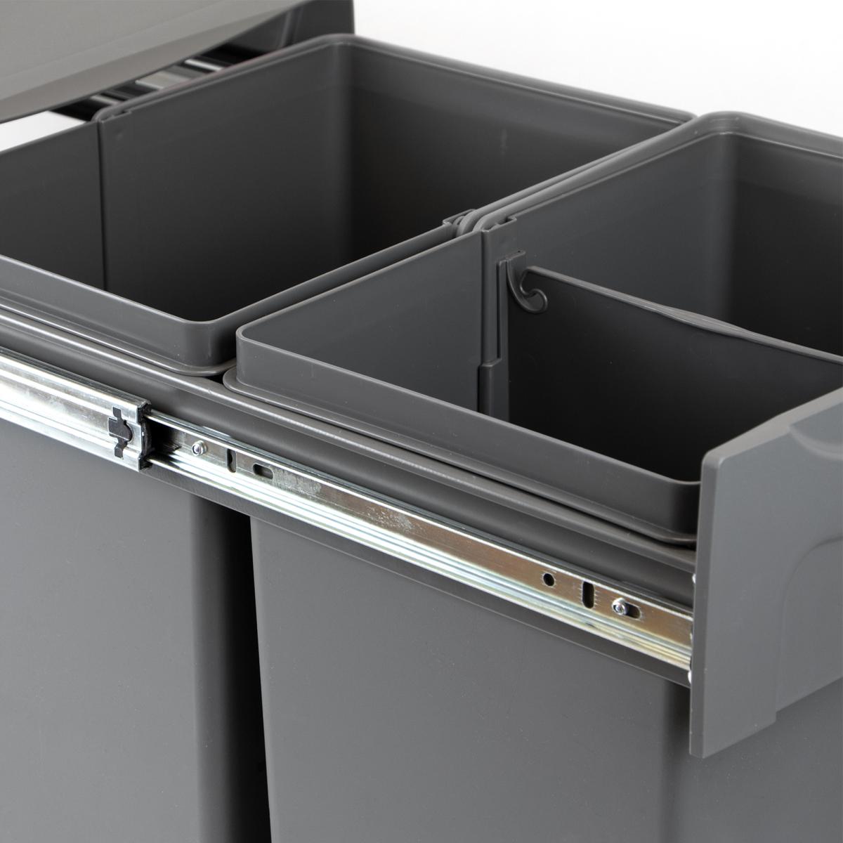 Contenedores de reciclaje Recycle para cocina, 2 x 20 L, fijación inferior y extracción manual.