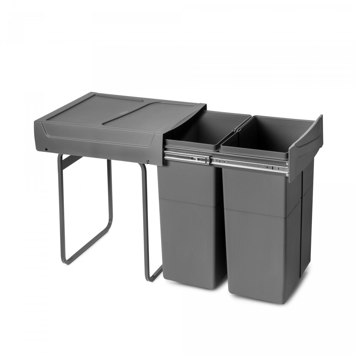 Contenedores de reciclaje Recycle para cocina, 2 x 25 L, fijación inferior y extracción manual