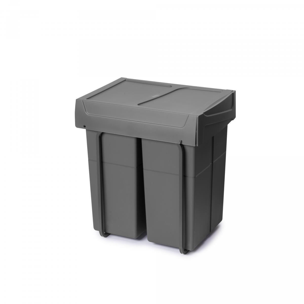 Contenedores de reciclaje Recycle para cocina, 2 x 25 L, fijación inferior y extracción manual