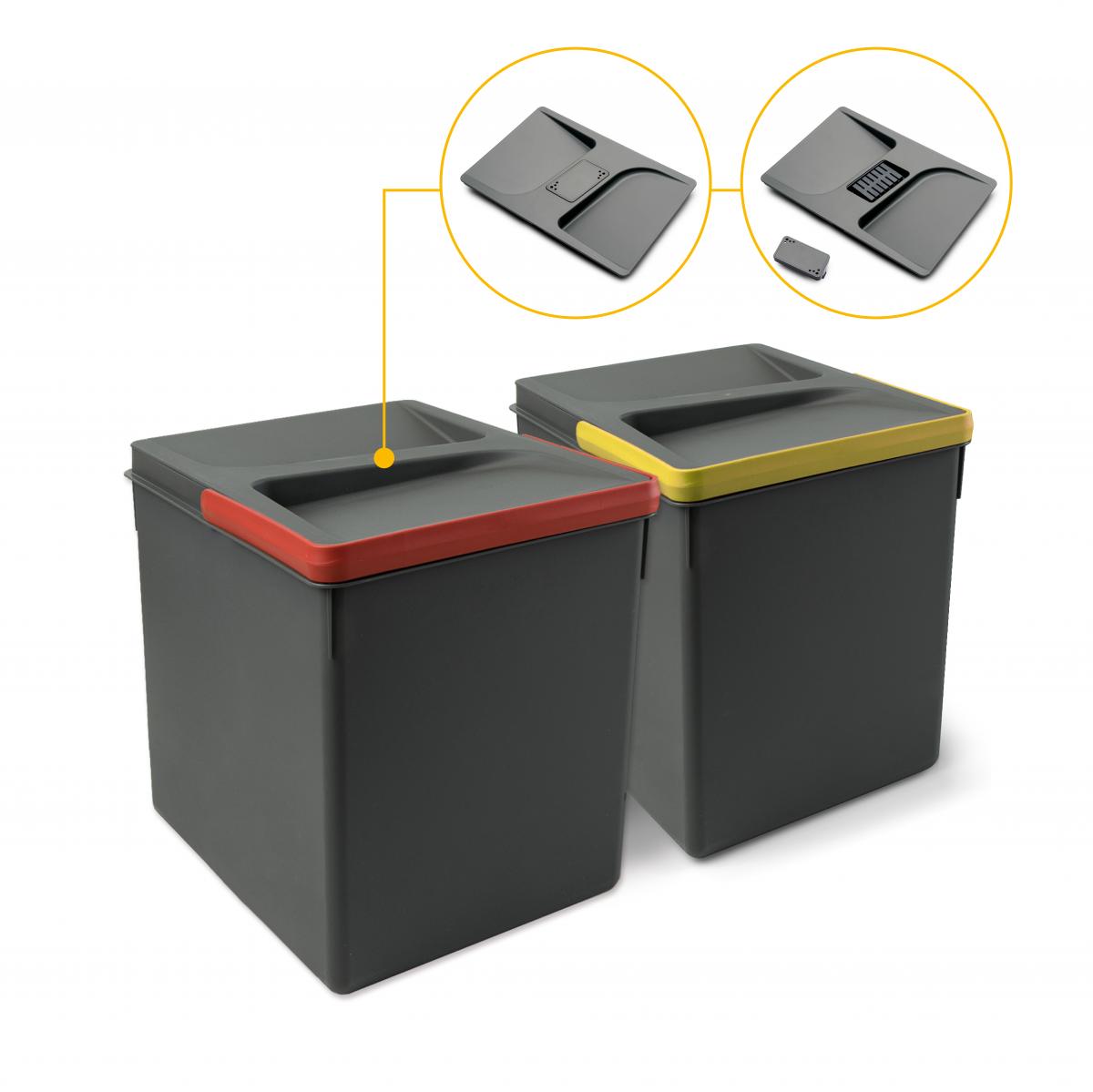 Contenedores para cajón de cocina Recycle con tapa anti olores, Altura 266