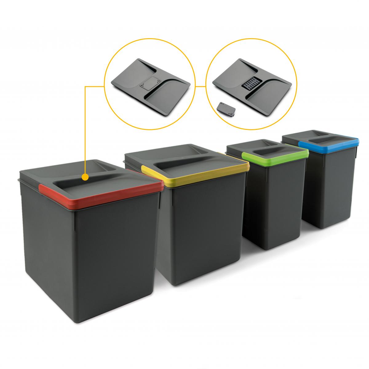 Contenedores para cajón de cocina Recycle con tapa anti olores, Altura 266