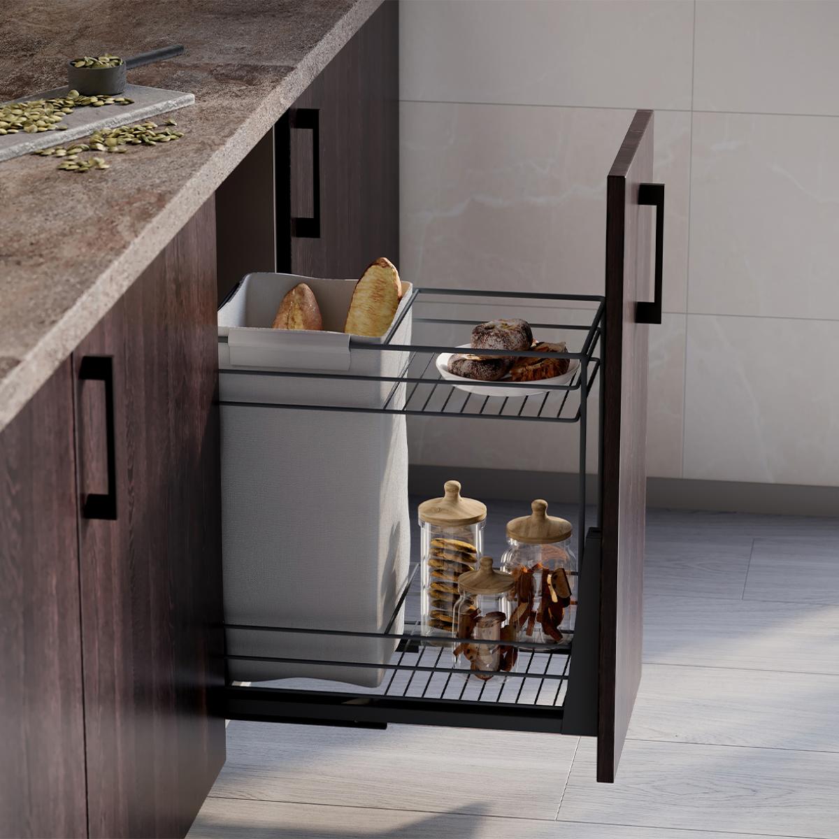 Carro extraíble con cestas y panero Titane de fijación inferior con cierre suave