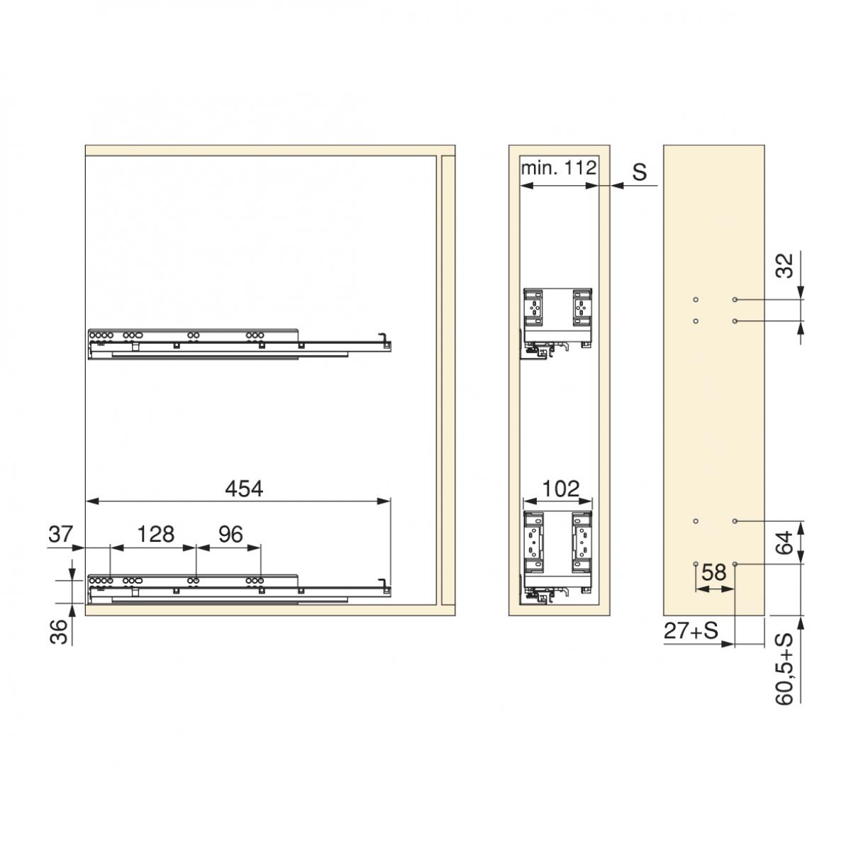 Botellero lateral extraíble Titane Simplex con cierre suave