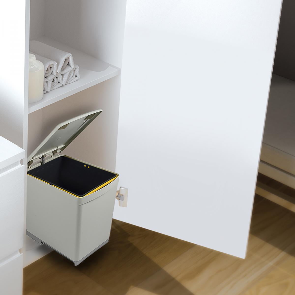 Contenedor de reciclaje de fijación inferior y extracción manual con 1 vaso de 16 litros y tapa automática