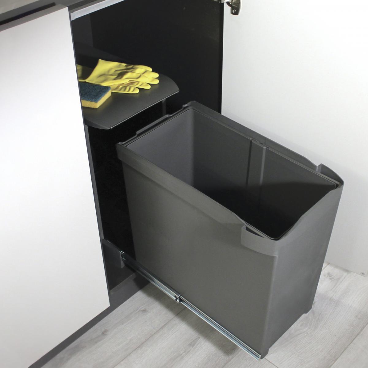 Contenedores de reciclaje para cocina, 1 x 30L, fijación inferior y extracción automática