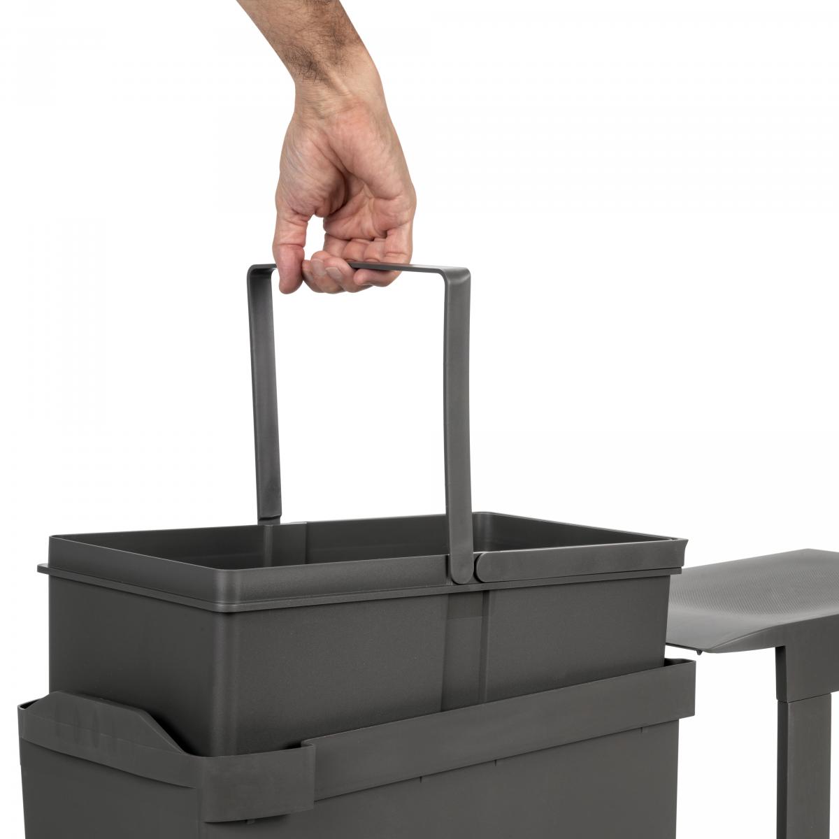 Contenedores de reciclaje para cocina, 1 x 30L, fijación inferior y extracción automática