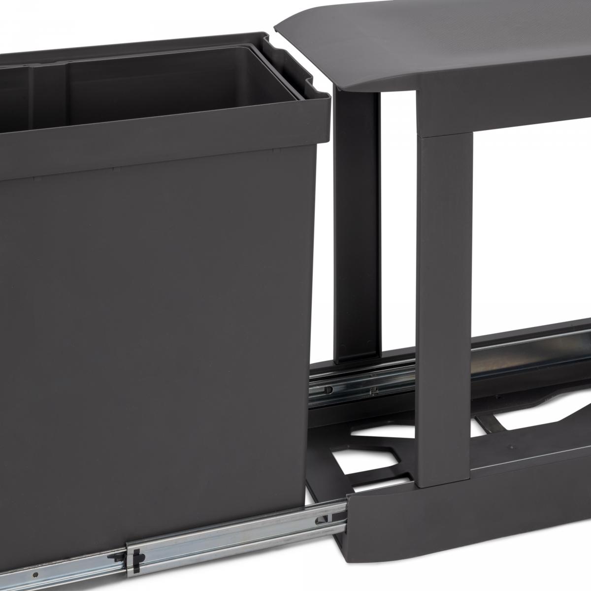 Contenedores de reciclaje para cocina, 2 x 14L, fijación inferior y extracción automática