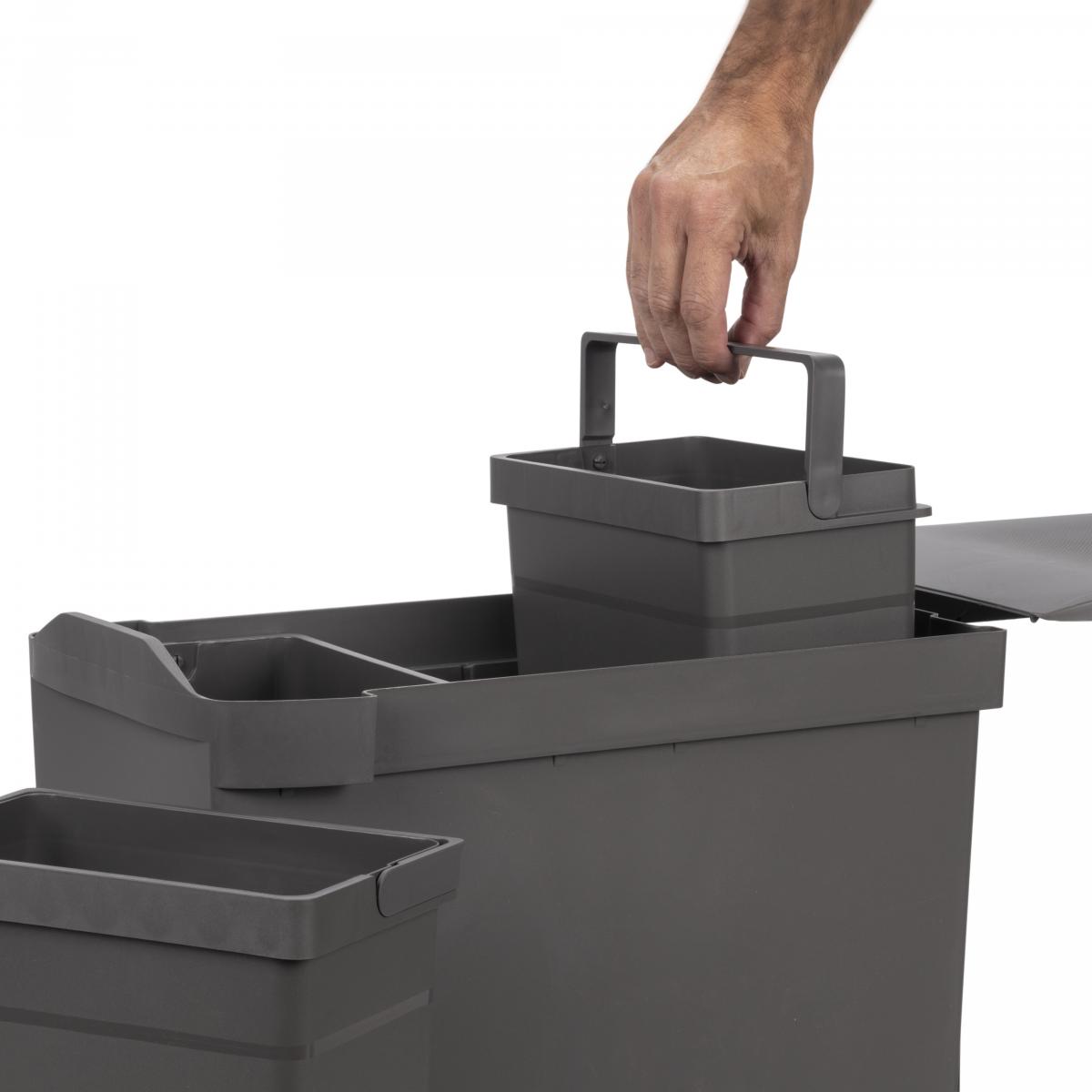 Contenedores de reciclaje para cocina, 3 x 10L, fijación inferior y extracción automática
