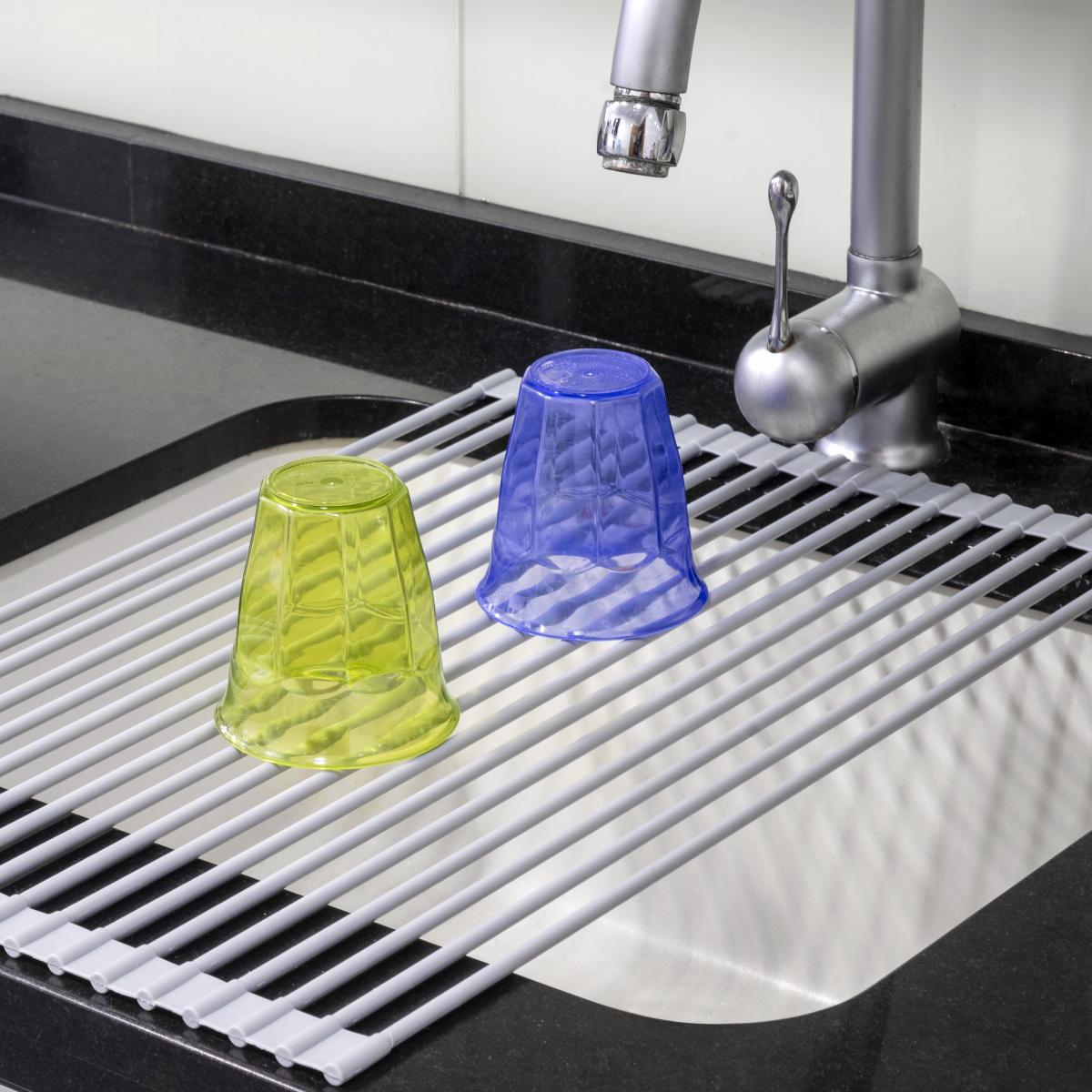 Escurreplatos de acero y silicona flexible