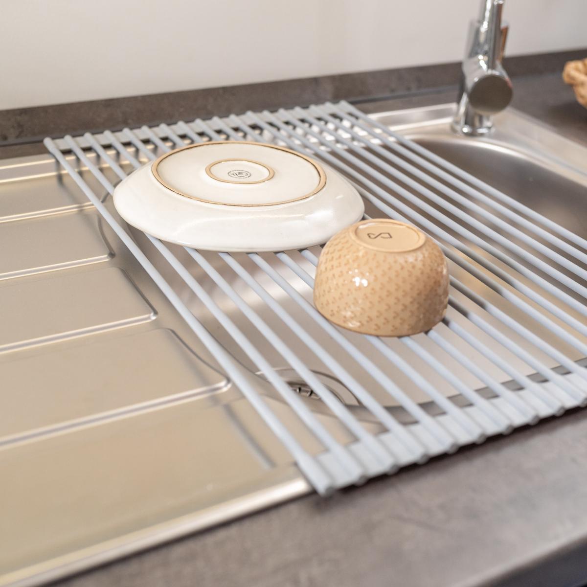 Escurreplatos de acero y silicona flexible