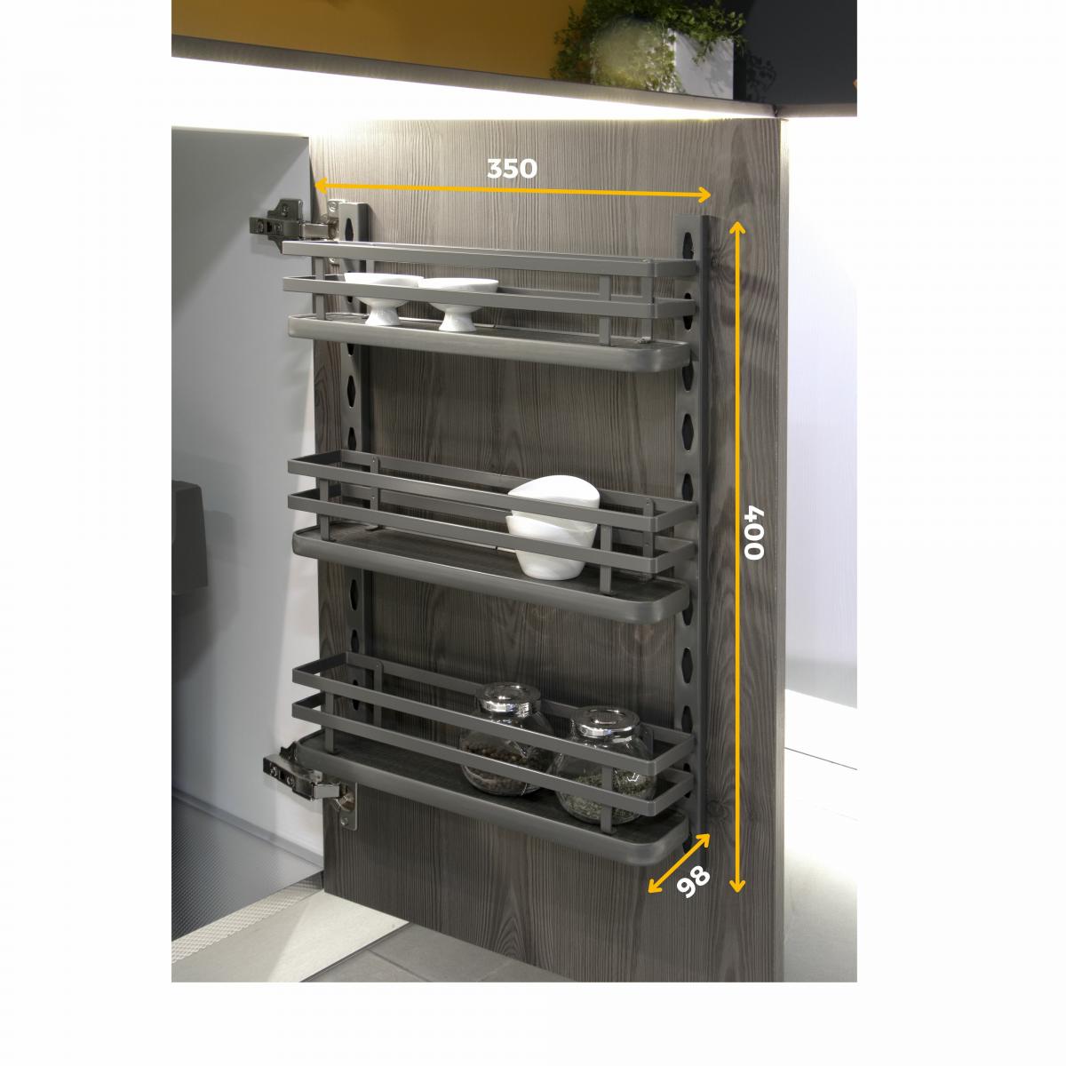 Especiero de 3 bandejas Titane para mueble de cocina o pared