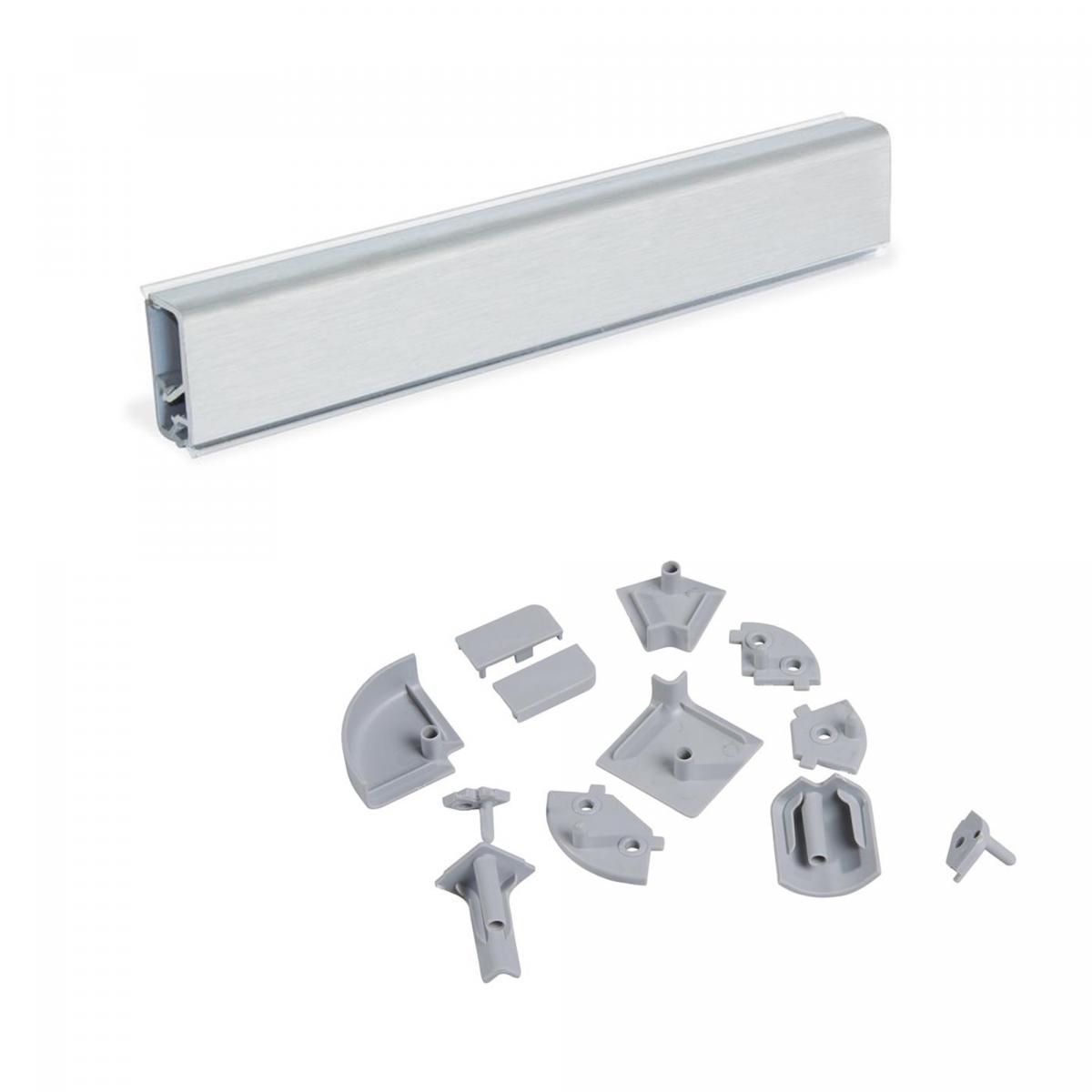 Copete rectangular para cocina Miniline con accesorios para instalación.