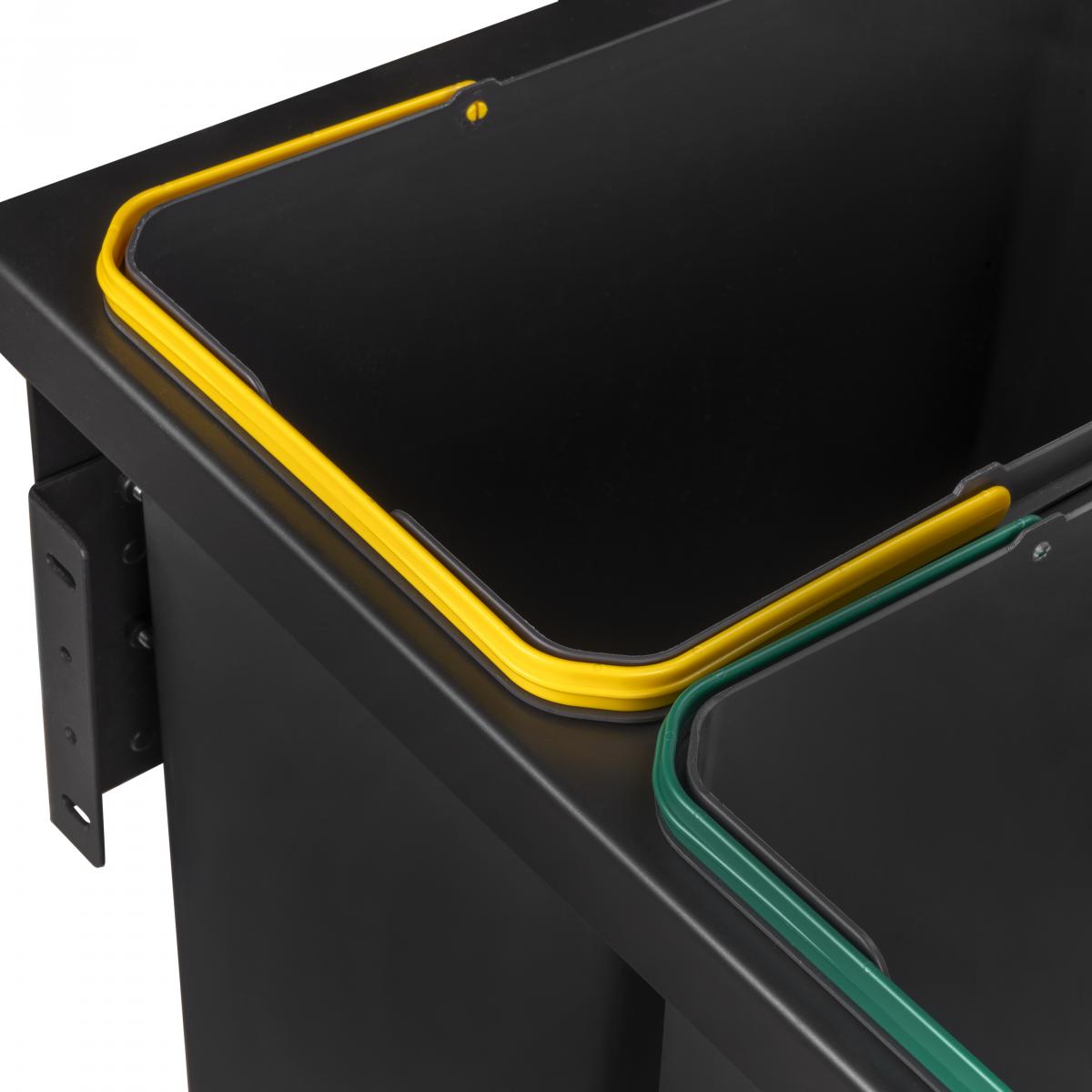 Contenedor de reciclaje Recycle de 2 x 24L para cocina de fijación lateral y extracción manual