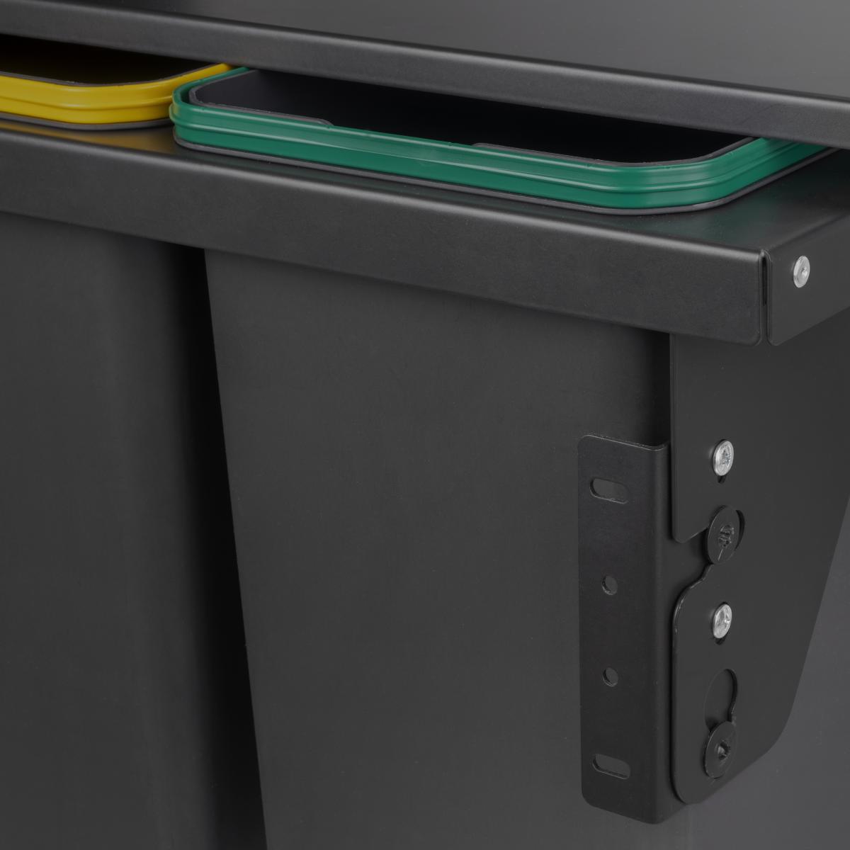 Contenedor de reciclaje Recycle de 2 x 24L para cocina de fijación lateral y extracción manual