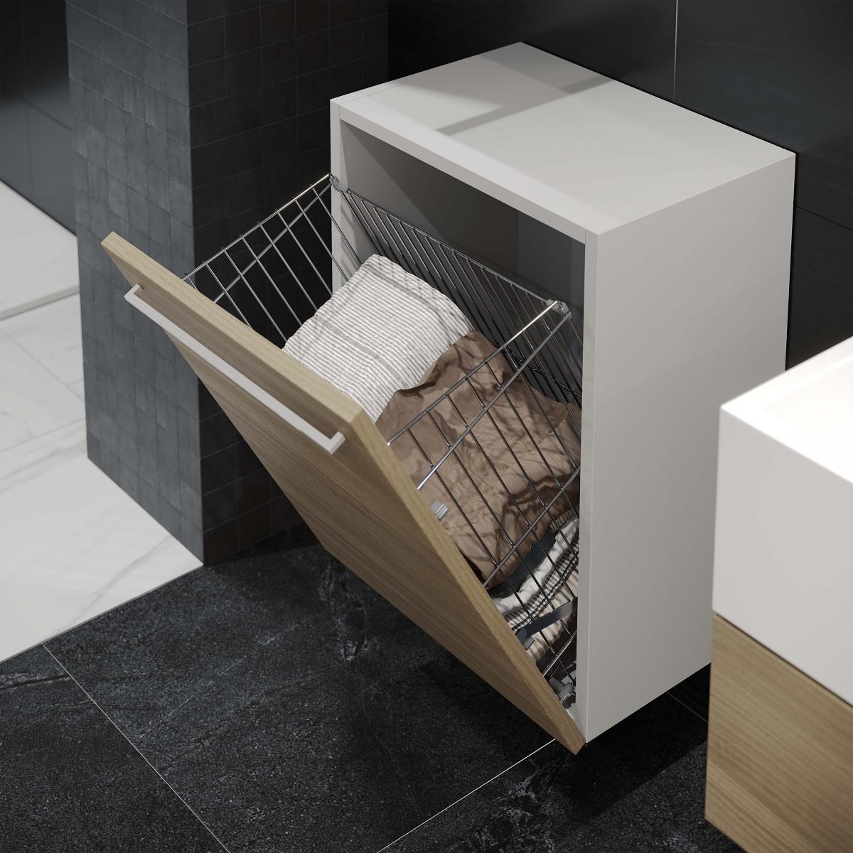 Cesto de lavandería cromado para módulo