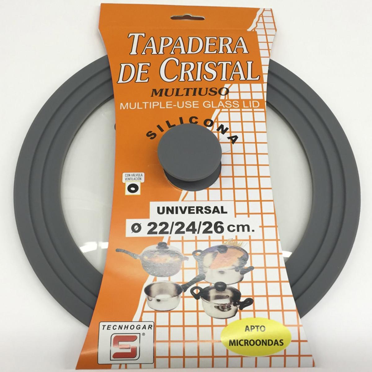TAPA CRISTAL TECNHOGAR 19035 SILICONA 22-24-26 CM