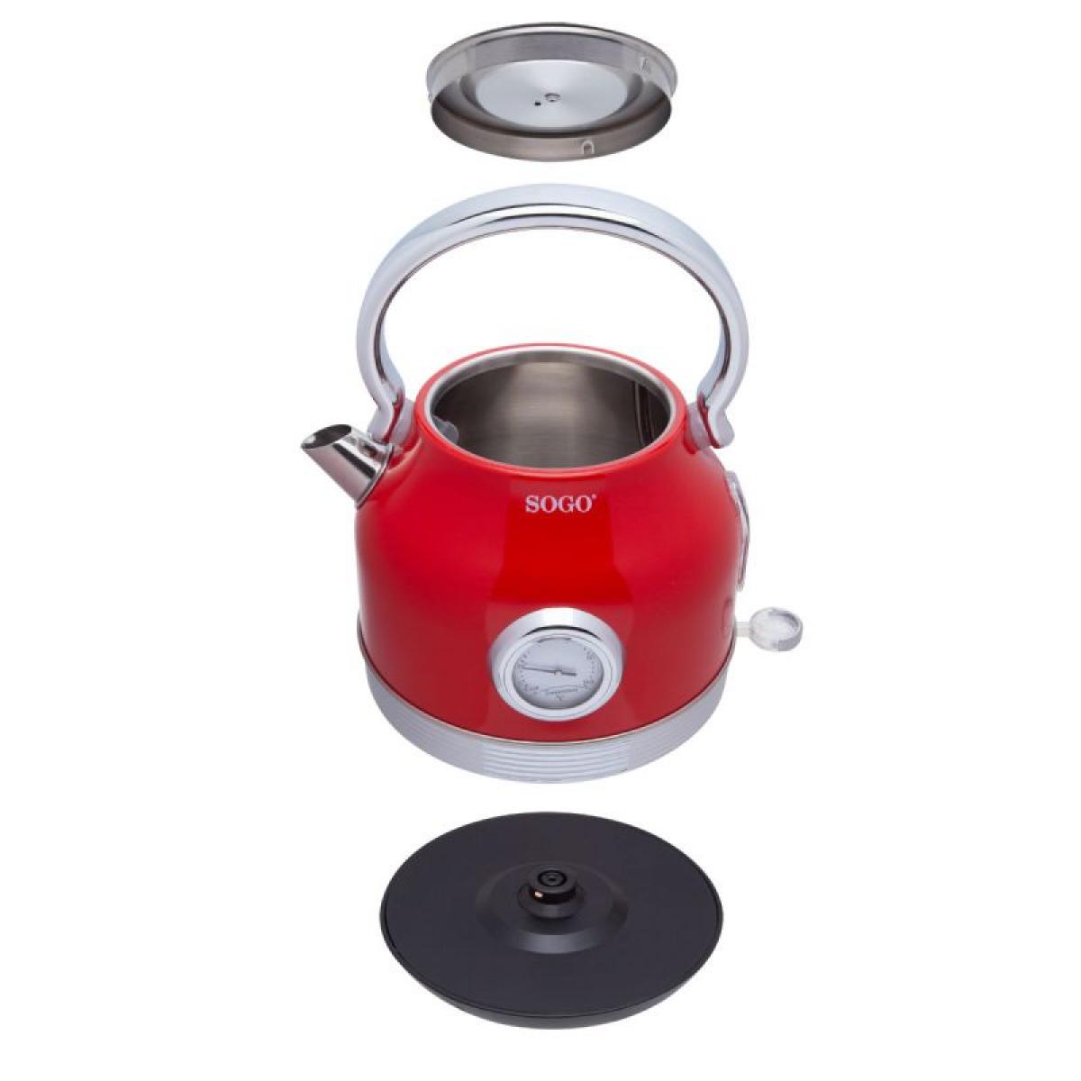 HERVIDOR RETRO SOGO KET-SS-7760 2200W 1,8L ROJO RESIST. OCULT.ROJO