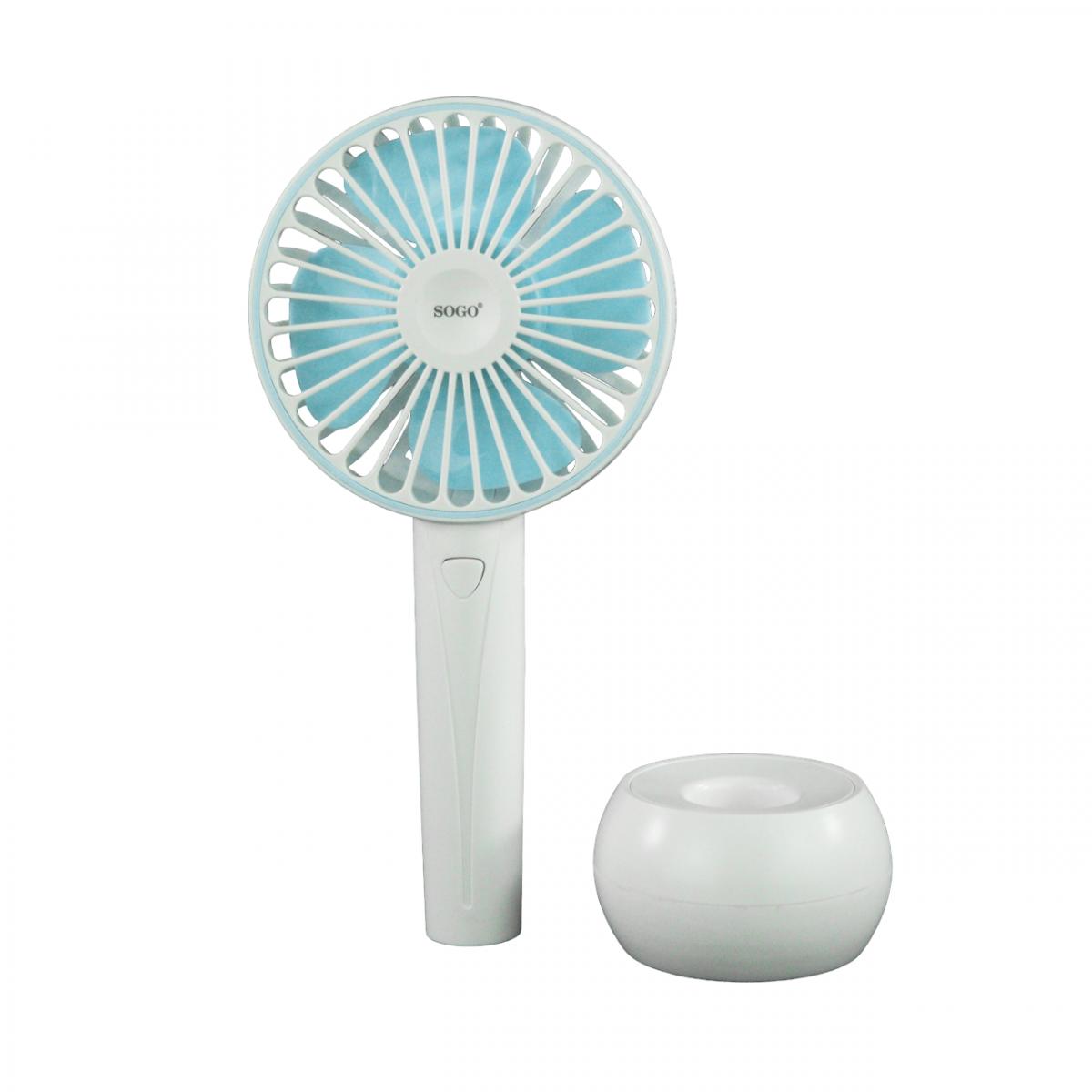 VENTILADOR DE MANO SOGO VEN-SS-21445 PORTATIL RECARGABLE 4W BCO-AZUL
