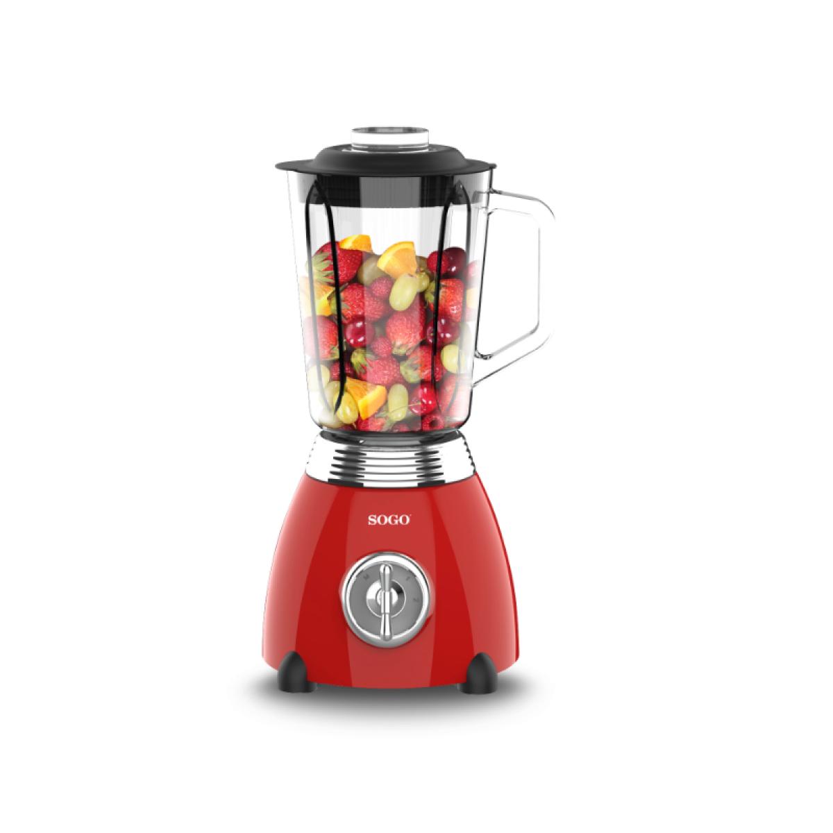 BATIDORA VASO RETRO SOGO BAT-SS-5560 500W 1,5L JARRA CRISTAL ROJO