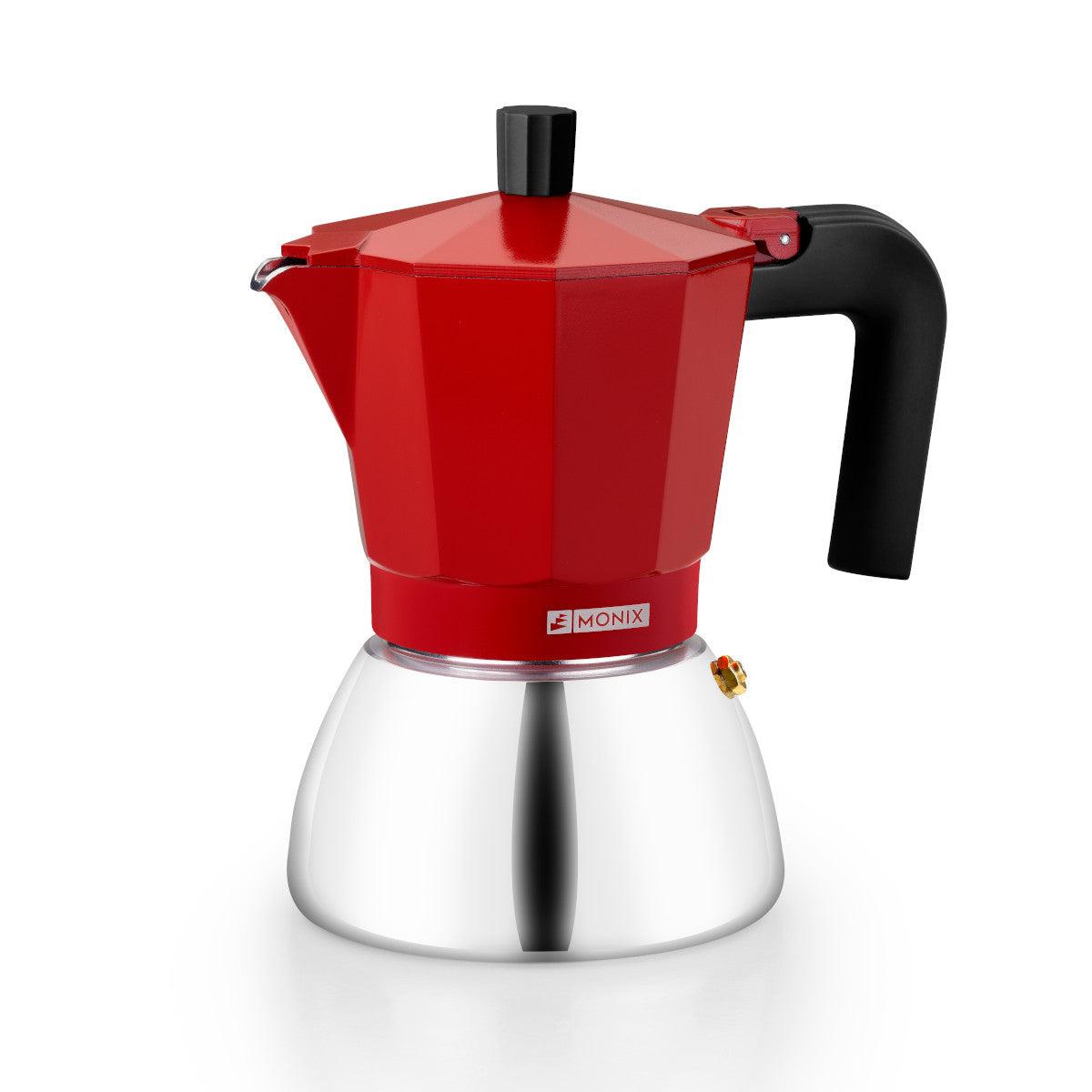 CAFETERA ITALIANA MONIX M863106 INDUCTION INOX 6 TAZAS RED