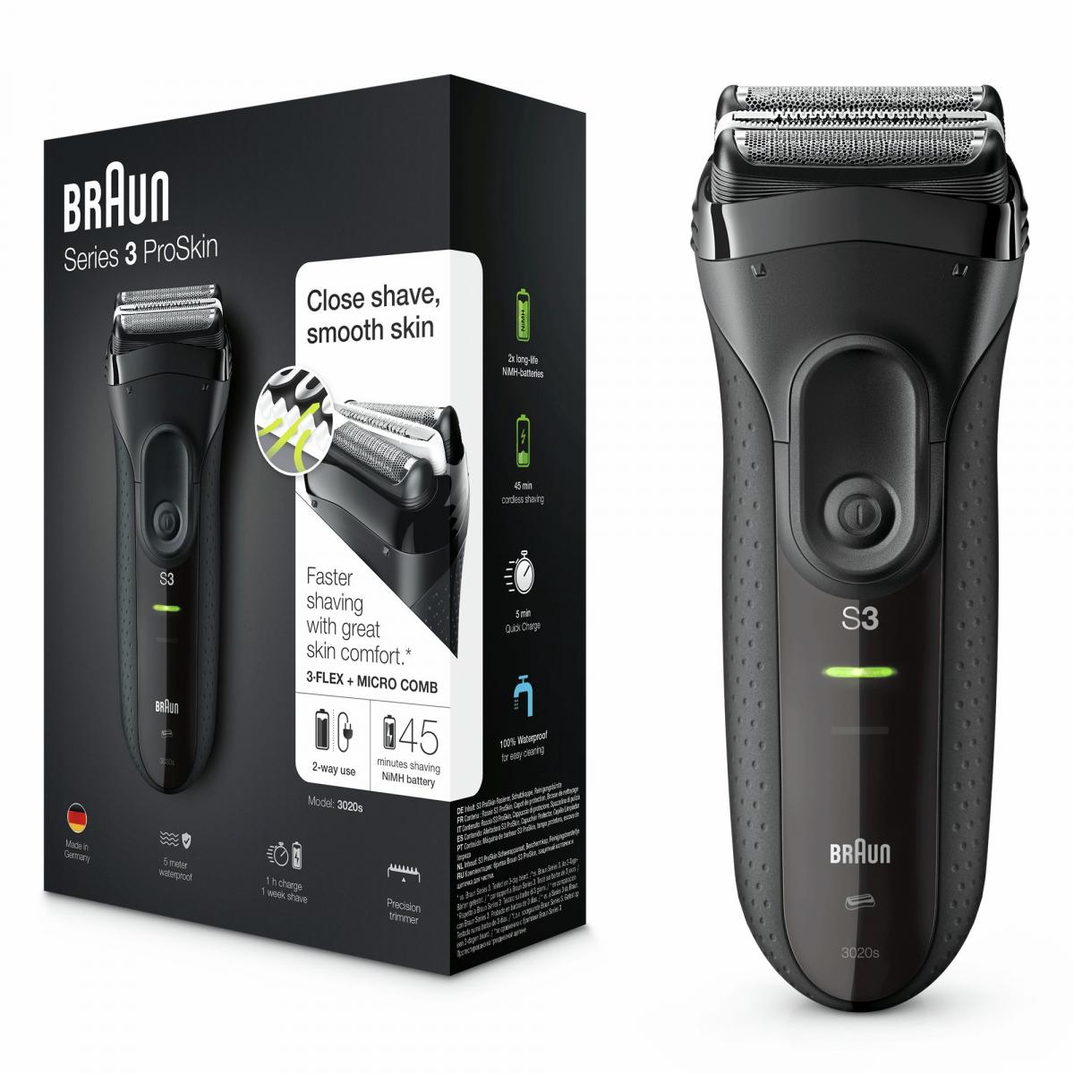 AFEITADORA BRAUN 3020 BLACK W&D C-CORTAPATILLA CON-SIN CABLE