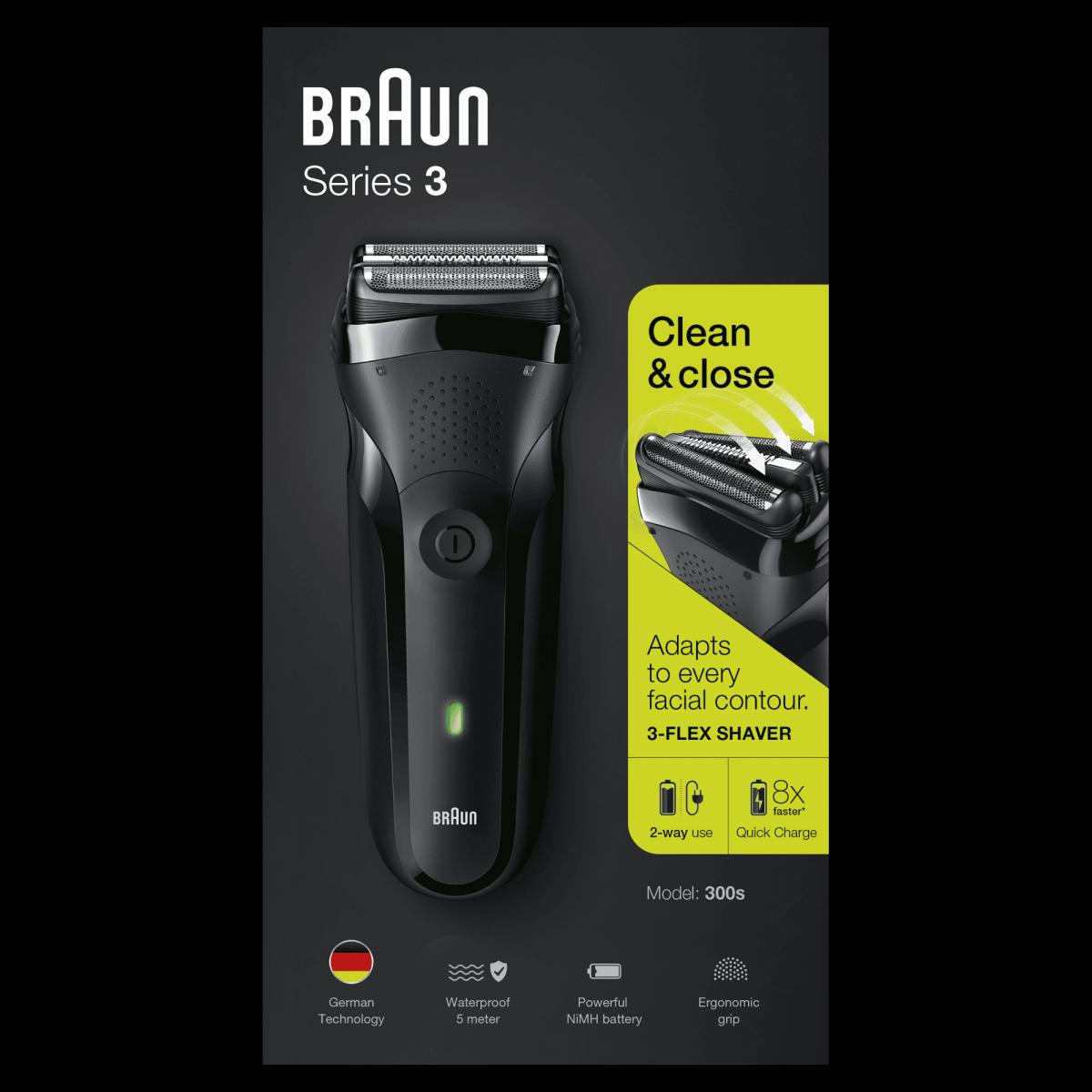 AFEITADORA BRAUN 300S BLACK CON-SIN CABLE